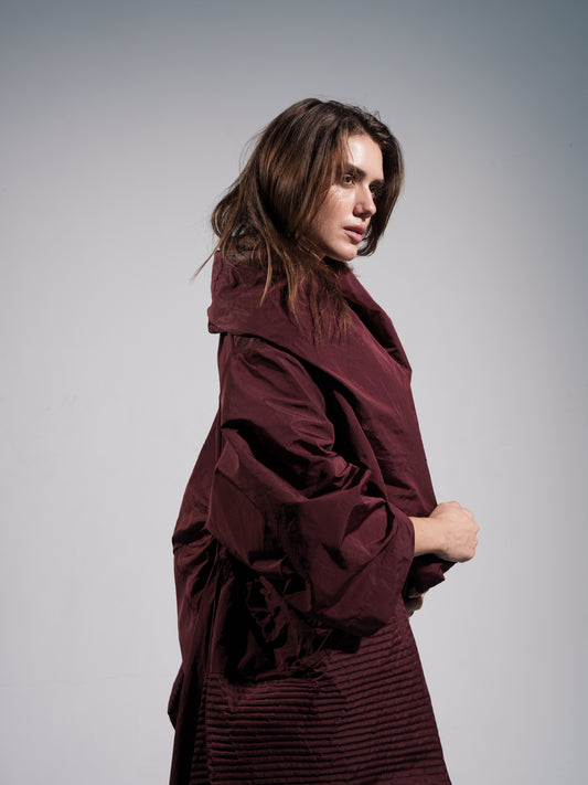 Oversized Structured Jacket In Burgundy