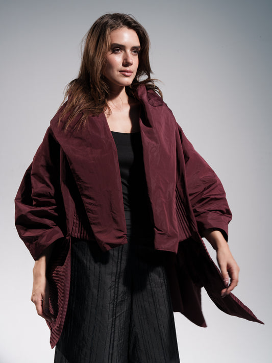 Oversized Structured Jacket In Burgundy