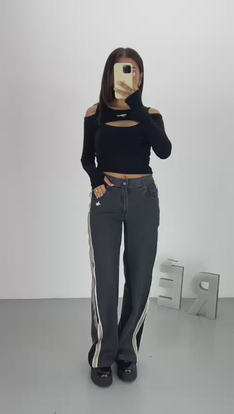 SIDE ZIPPER DENIM PANTS